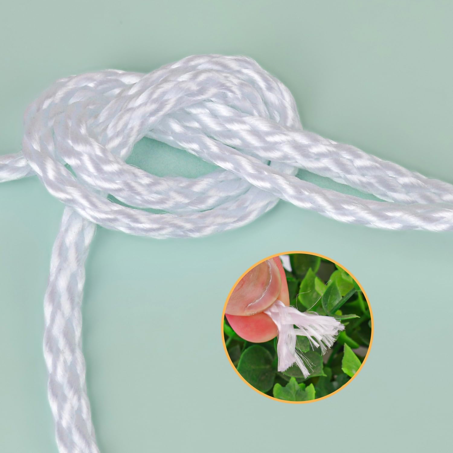 1/8 Inch White Polyester Rope - 500 Foot White Low Stretch Polyester Rope for Hiking, Kayaking, Tarps, Camping