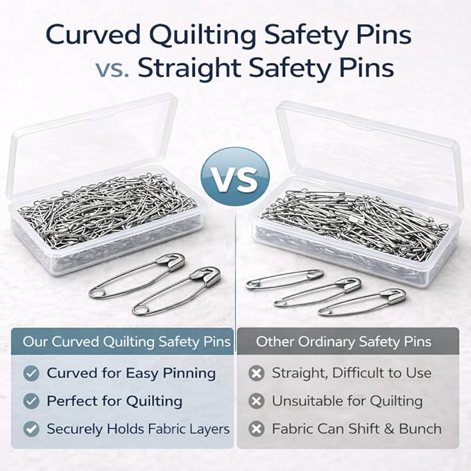 250 PCS 1.5 Inch Curved Safety Pins, Stainless Steel Quilting Pins | Curved - Image 7