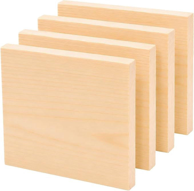4 PCS Solid Pine Wood Blocks, Laser Engraving, DIY Signs, Home Decor and Craft by Keshufu