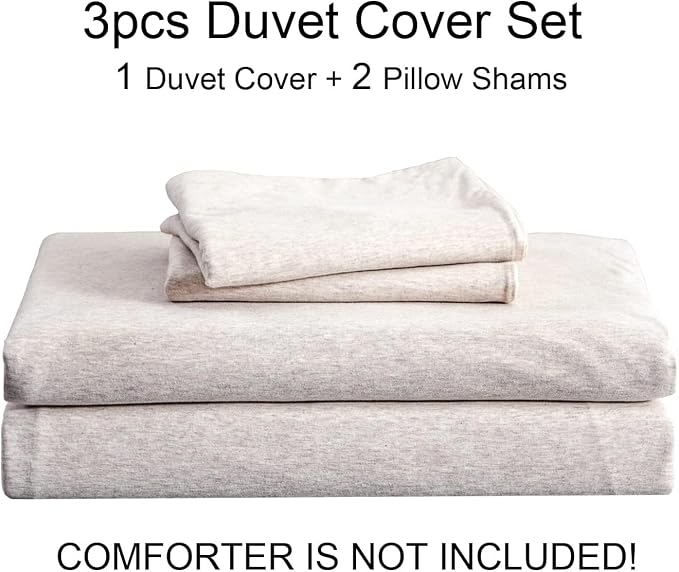 PURE ERA Jersey Knit Duvet Cover Set 100% T-Shirt Cotton Super Soft Comfy 3pc - Image 6