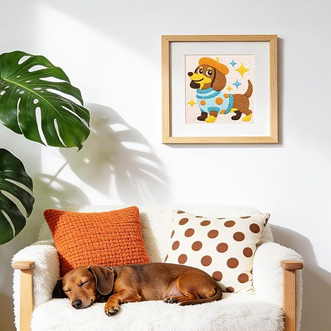 Doodlream Dachshund Needle Kit for Beginner, 9.4"x 9.4" Cute Cartoon Dog Punch - Image 6
