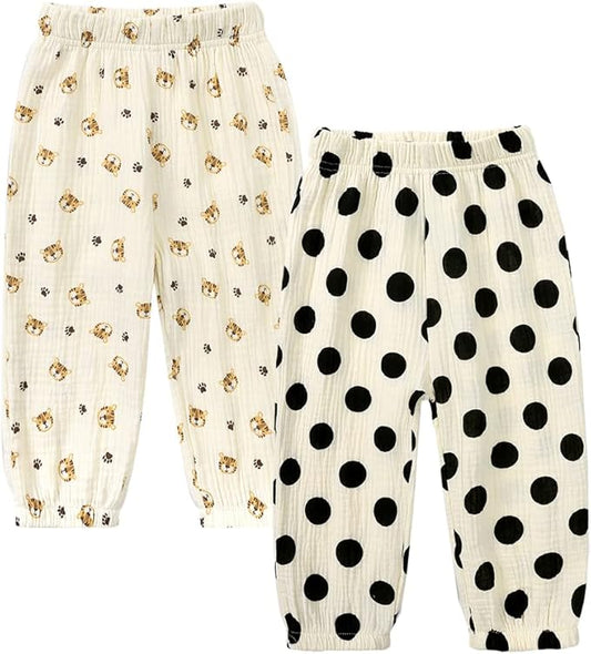 MYGBCPJS Baby Boys Girls Cotton Linen Trousers Kids Casual Ankle Pants Loose Long Bloomers