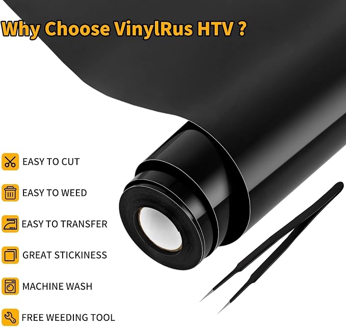 VinylRus Heat Transfer Vinyl-12” x 25FT Iron on Vinyl Roll - Image 2