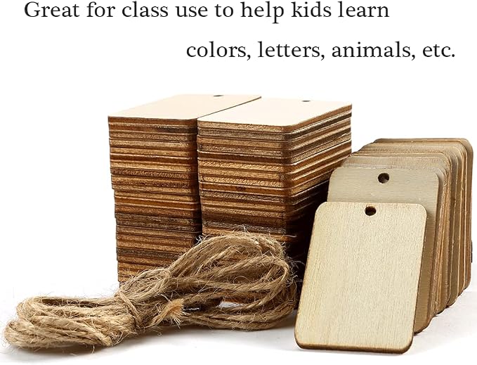 115 Pcs Unfinished Wood Pieces Rectangle-Shaped, HOOMBOOM 2 x 1.3 inch Light - Image 3
