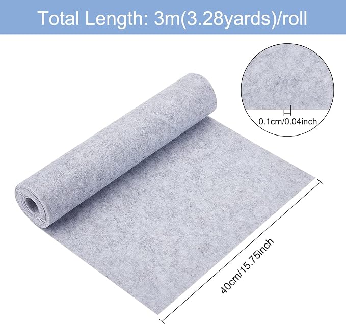 BENECREAT 9.8ft x 15.75" Light Gray Felt Fabric, Jewelry Box Lining, Craft Felt - Image 2