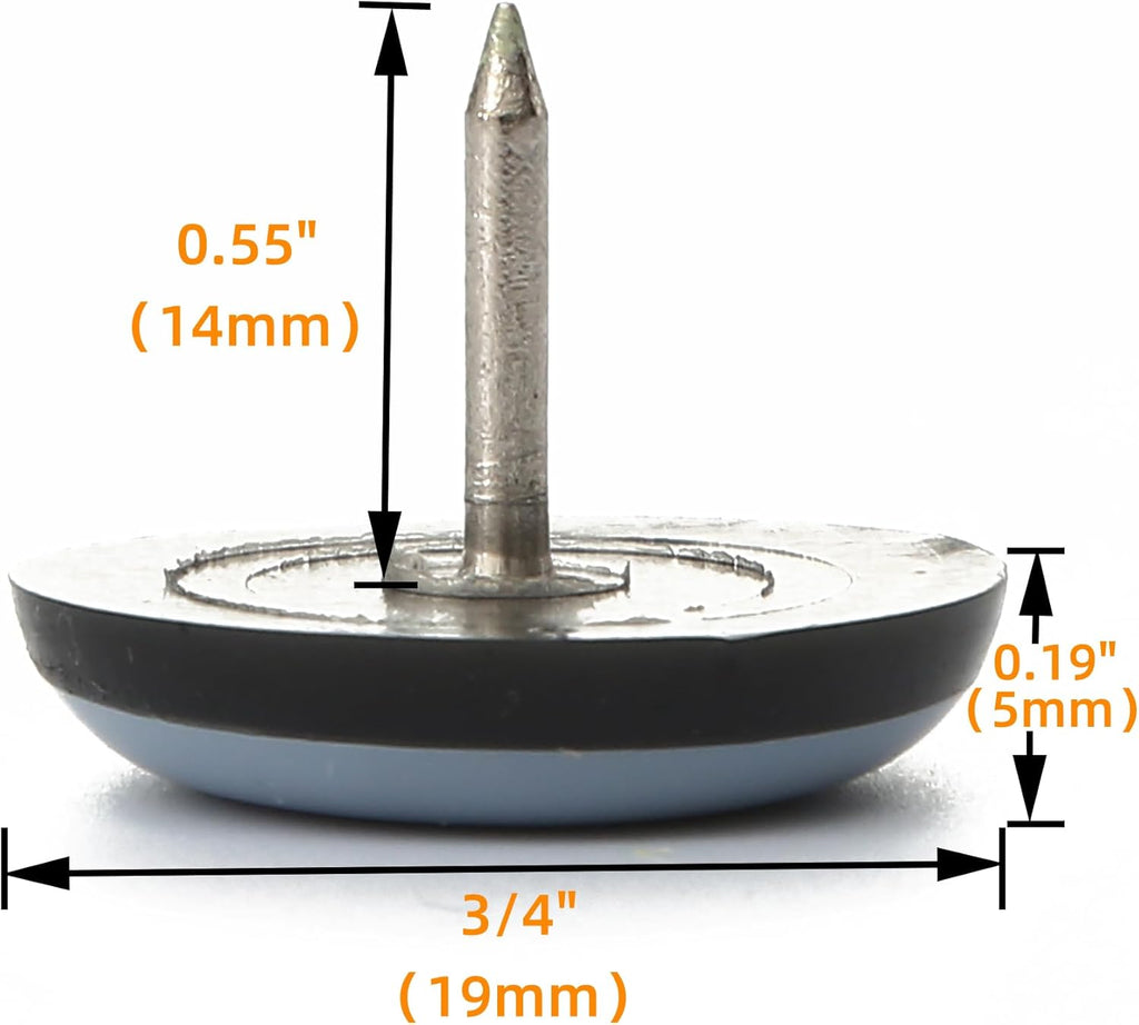 3/4“ Nail on Furniture Sliders (24 Pack) - Furnigear Heavy Duty PTFE (Teflon) Chair Leg Slider Glide Wooden Furniture Movers Move Your Furniture Easily & Safety - Best Floor Protector