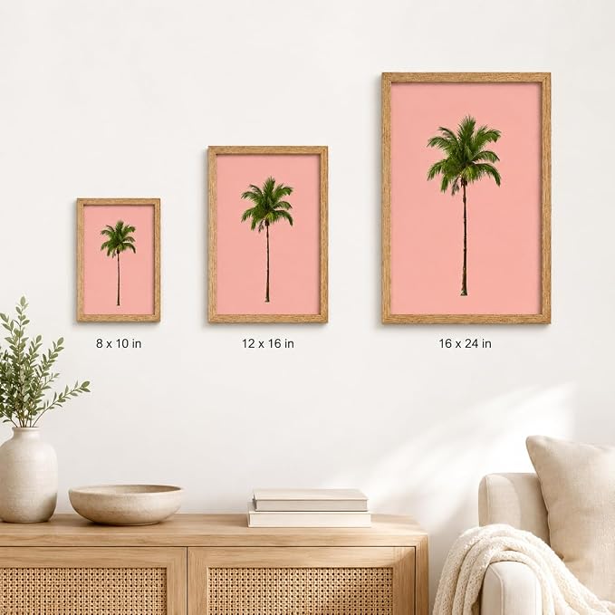 Framed Palm Tree Canvas Wall Art, Girl Beach Poster Print Artwork, - Image 5