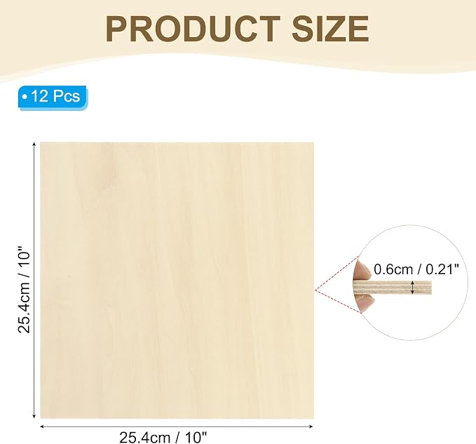 PATIKIL 10x10x1/4 Basswood Sheets - Image 2