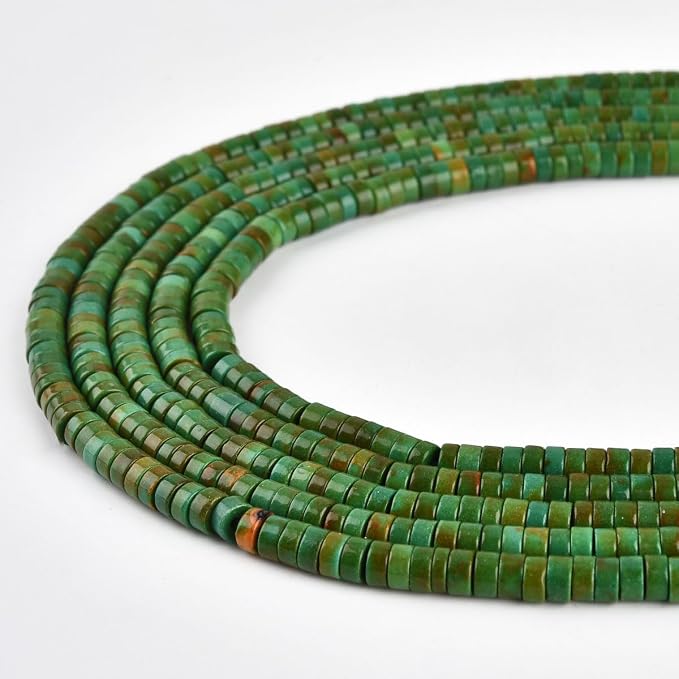 170pcs 4x2mm Green Turquoise Heishi Disc Rondelle Spacer Natural Stone Semi - Image 2