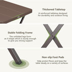 Folding Table, 27 Inch Square Folding Table, No Assembly Portable Camping - Image 6