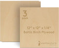 6 mm Baltic Birch Plywood 1/4 x 12 x 12 Inch, Box of 3 B/BB Grade Craft Wood by Woodpeckers