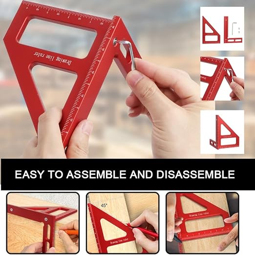 6" Imperial 3D Multi-Angle Measuring Ruler, 45/90 Degree Aluminum Alloy - Image 4