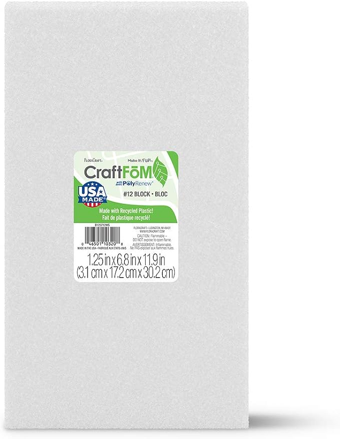 FloraCraft CraftFōM Block 1.25 Inch x 6.8 Inch x 11.9 Inch White by FloraCraft