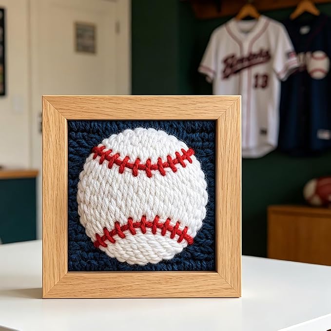 INFUNLY Baseball Punch Needle Embroidery Kit 9.4 Inch Square Punch Needle Craft - Image 4