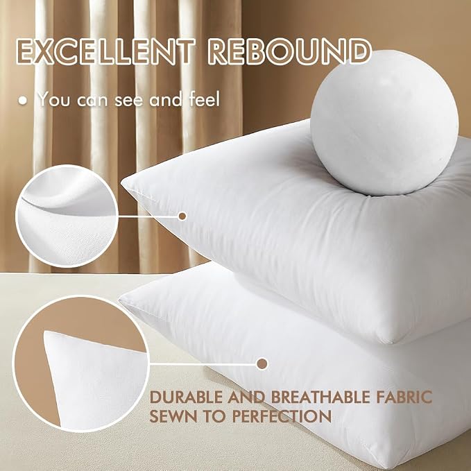 MIULEE 22x22 Inches Pillow Inserts Pack of 2, Decorative Throw Pillow Inserts - Image 3