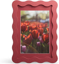 4x6 Picture Frame with Mat for 3.5x5, Wavy Edge Wooden Real Glass Photo Frame by THKRLOF