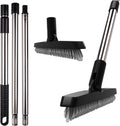 ITTAHO 2 Pack Grout Brush with Long Handle, Swivel Cleaning Grout Line Scrubber - Extendable Durable Handle Grout Cleaner Brush for Bathroom,Tile,Baseboard,Walk in Shower,Corner & Narrow Space (Black)