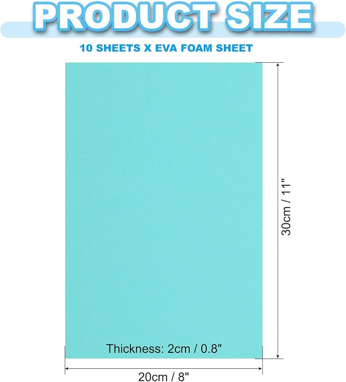 PATIKIL EVA Foam Sheet 10Pcs 12x8 Inch 2mm Thick Azure Color | Easy Cutting EVA - Image 2