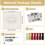 Doodlream Red Lip Needle Kit for Beginner, 9.4"x 9.4" Halloween Fanged Mouth - Image 2