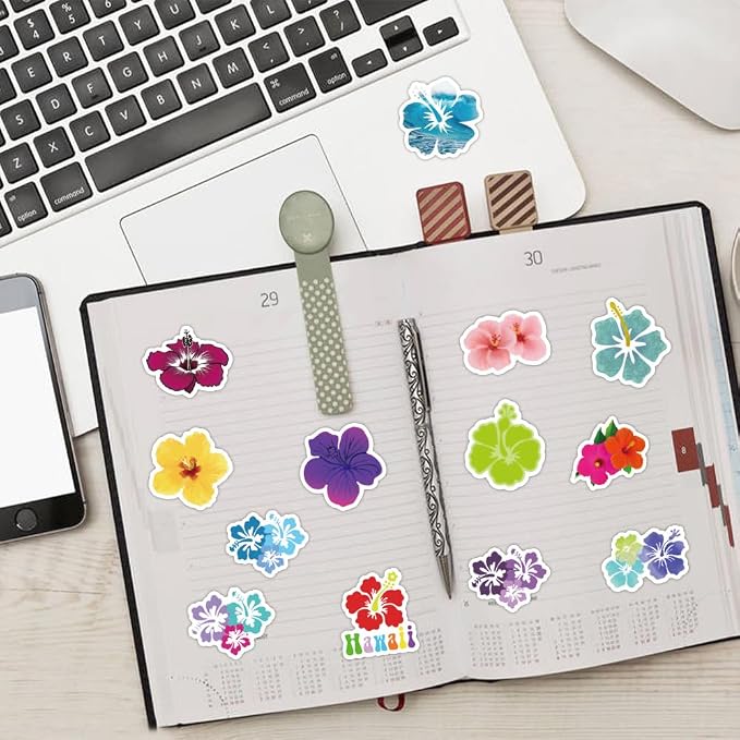64pcs Aesthetic Hibiscus Stickers - Image 6