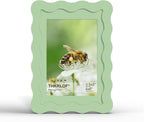 4x6 Picture Frame with Mat for 3.5x5, Wavy Edge Wooden Real Glass Photo Frame by THKRLOF