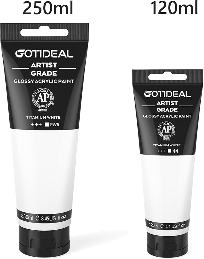 GOTIDEAL Acrylic Paint Titanium White Tubes Non Toxic Non Fading, Rich Pigments - Image 3