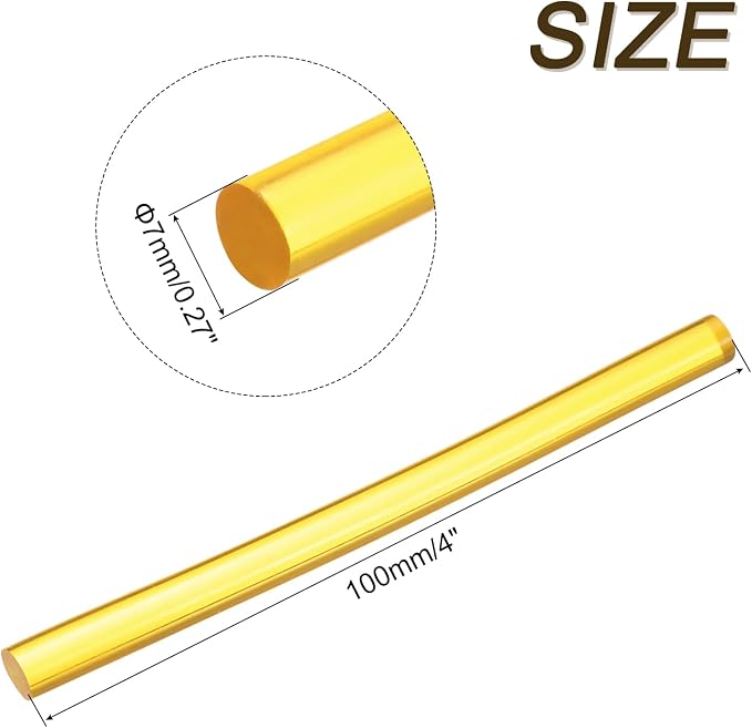 uxcell Mini Hot Glue Sticks for Glue Gun 7mm x 100mm Transparent Yellow 12pcs - Image 2