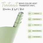 Tintnut Pale Mint Green Heat Transfer Vinyl, 10inx6ft Iron on Vinyl | Neutral - Image 2