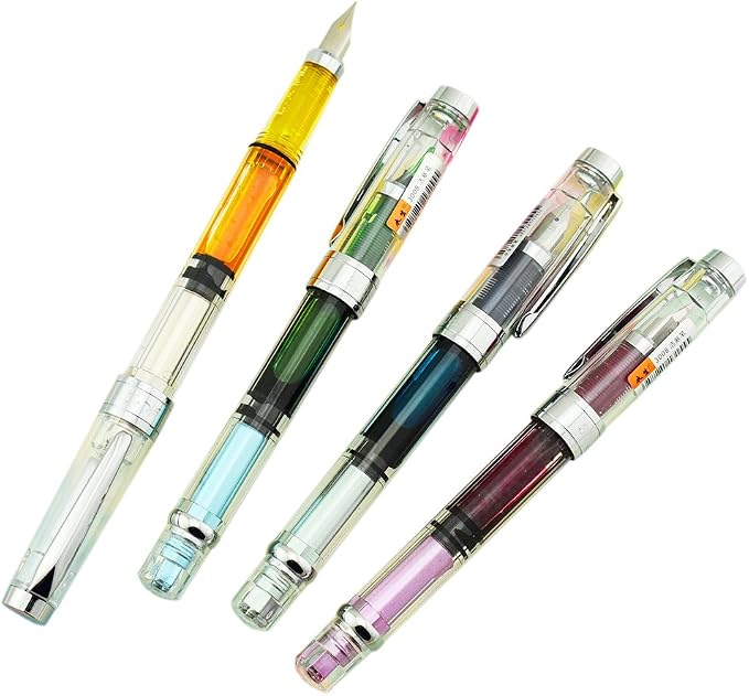 Lanxivi Yongsheng 3008 Piston Fountain Pen EF Extra Fine Nib, Transparent by LanxiviDirect