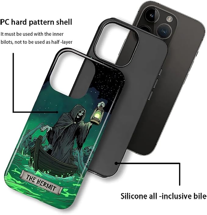 ZHEGAILIAN Case for iPhone 16 Pro Max, The Hermit Night Skull Durable - Image 2