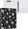 Football Black Round Ring Binders 1.5 Inch Soccer Sports Balls 3 Ring Clipboard by Wamika