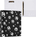 Football Black Round Ring Binders 1.5 Inch Soccer Sports Balls 3 Ring Clipboard by Wamika