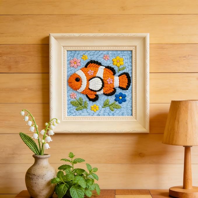 INFUNLY Clownfish Punch Needle Kit Cute Fish DIY Embroidery Punch Needle Set - Image 3