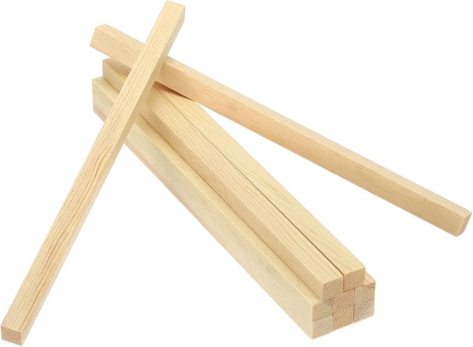MECCANIXITY 10Pcs Wood Strips Slats, 3/8" x 3/8" x 8" Thin Wood Sticks Flat by MECCANIXITY