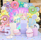 8x6ft Tie Dye Happy Birthday Backdrop Macaron Pastel Girls Birthday Background - Image 2
