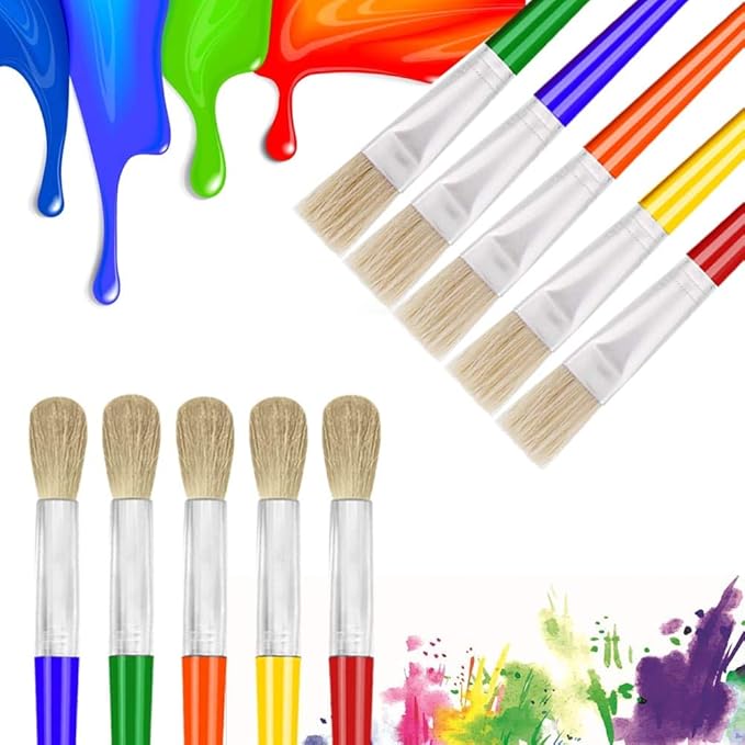 10Pcs Paint Brushes for Kids, Anezus Kids Paint Brushes Toddler Large Chubby - Image 5