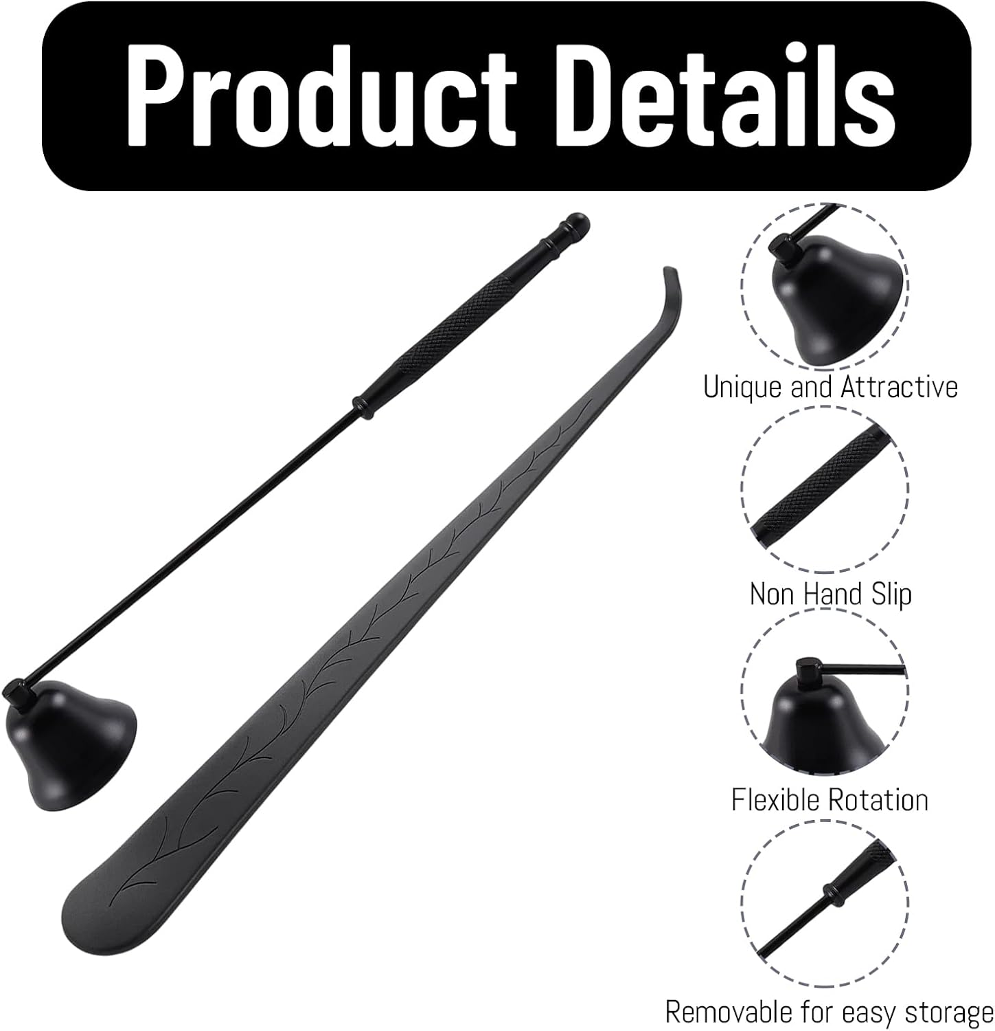 2-Piece Candle Snuffer with Wick Dipper,Candle Snuffer, Brass Candle Snuffer and Long Handle Putting Out Fire, Durable Metal Candle Tools for Home Decor and Relaxation