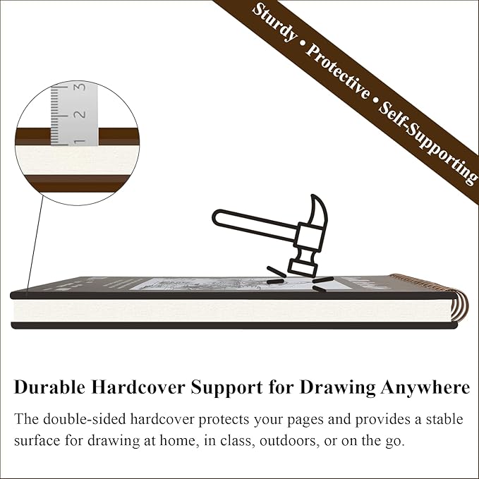 Fuxi 9" x 12" Sketch Book, Top Spiral Bound Sketch Pad, 100 Sheets 68lb/100gsm - Image 5