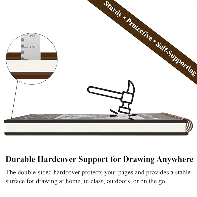 9"X12" Sketch Book Bulk, Top Spiral Bound Sketch Pad, 3 Pack 100 Sheets Each - Image 5