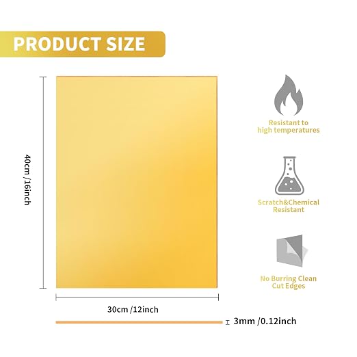 3 Pack Gold Mirrored Acrylic Sheets, 16 x 12 Inch | 1/8 In Thick, Glossy - Image 2