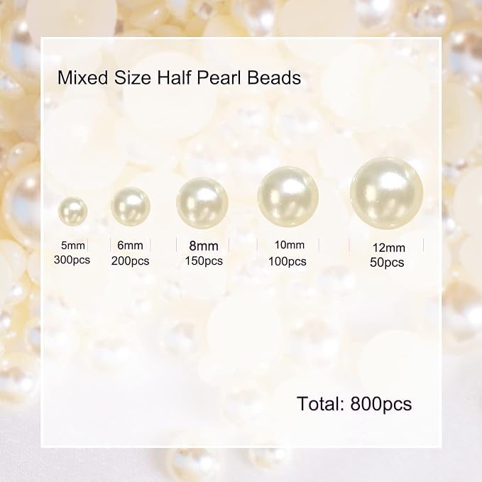 Flatback Pearls Beads for Crafts, Half Pearl Beads for Crafting - Image 4