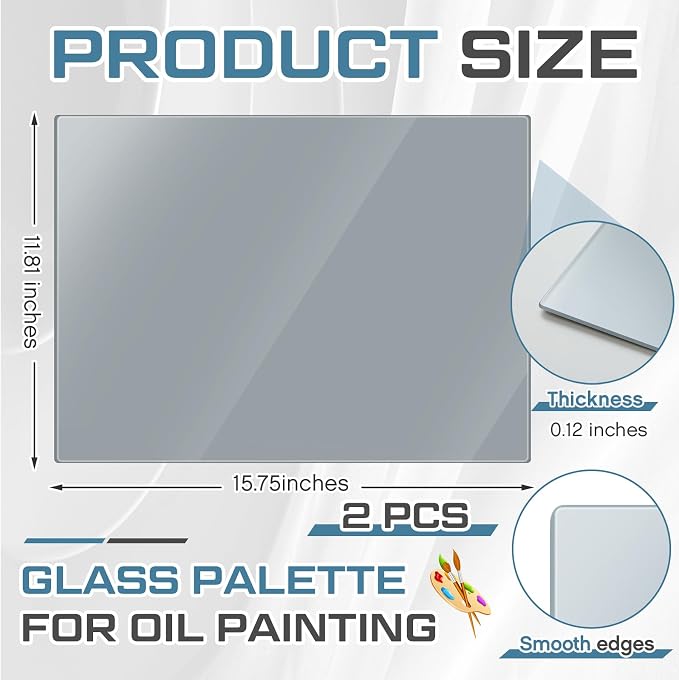 Nuanchu 2 Pcs 12 x 16 Inches Neutral Grey Tempered Glass Palette - Image 4