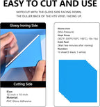 FUNKAKA Lake Blue HTV Heat Transfer Vinyl Bundle, 10 Sheets Sticky HTV Vinyl - Image 3