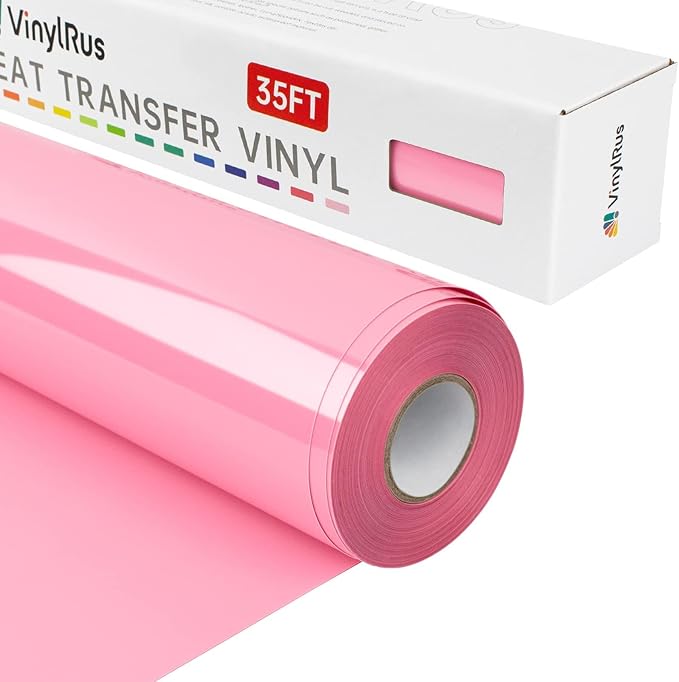 VinylRus Heat Transfer Vinyl-12” x 35FT Pink Iron on Vinyl Roll by VinylRus