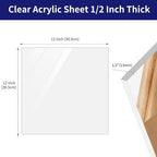 1/2 Inch Acrylic Sheet, ALCCIFI 12 x 12 Clear Cast Plexiglass Sheets, - Image 3