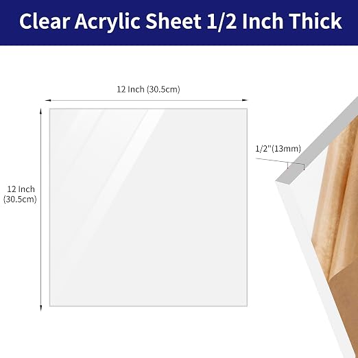 1/2 Inch Acrylic Sheet, ALCCIFI 12 x 12 Clear Cast Plexiglass Sheets, - Image 3