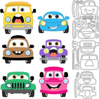 6 Styles Cute Anthropomorphic Car Metal Cutting Dies Cartoon Vehicle Die Cuts by DELORIGIN