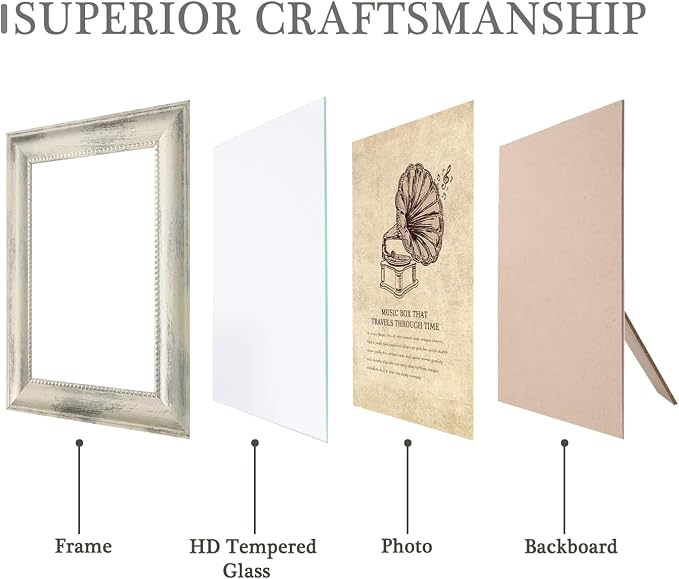 5x7 Picture Frames Set of 4 Vintage Photo Frame, Rustic Retro Photo Frame - Image 2
