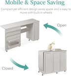 Best Choice Products Large Folding Sewing Table, Caster Wheels, Storage Shelves - Image 5