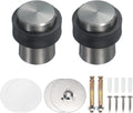 PATIKIL 2Set Round Door Stoppers, 46mm Stainless Steel Door Stop Doorstop Wedge Metal Cylinder Self Adhesive with Screw for Bottom of Door Floor Inside, Gray